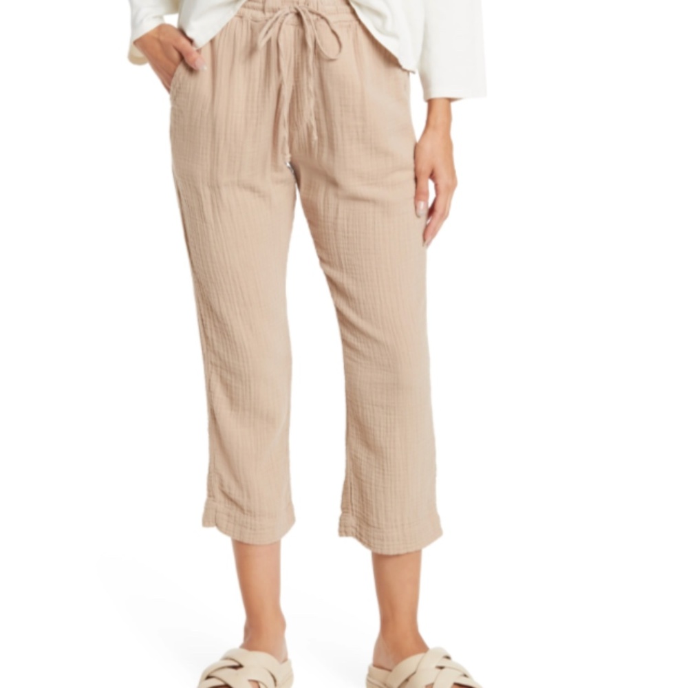 NSF Lou Cropped Cotton Gauze Pant in Biscuit NWT Size Petite Made in USA XS